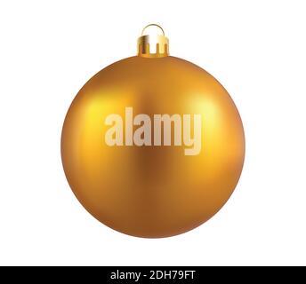 Golden Christmas ball vector illustration isolated on white background. Christmas ornament. Christmas bauble. Stock Vector