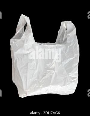 White plastic bag isolated on black background Stock Photo