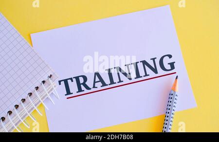 Writing note showing Training . Business photo showcasing learn specific knowledge or skills to improve perforanalysisce. Stock Photo