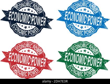 economic power stamp set colored stamps on a white background Stock Vector