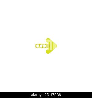 green right cartoon arrow and three dots icon. Isolated on white. Continue icon. Next sign. look directory Stock Vector