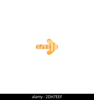 orange right arrow cartoon icon. Isolated on white. Continue icon. Next sign. East arrow. Stock Vector