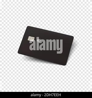 Black credit card. Blank realistic template for your projects. Vector illustration. Stock Vector