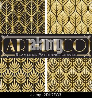 4 vector seamless patterns, made in Art-Deco style. Stock Vector