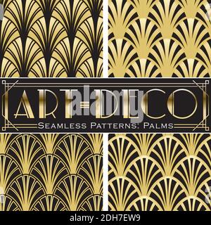 4 vector seamless patterns, made in Art-Deco style. Stock Vector