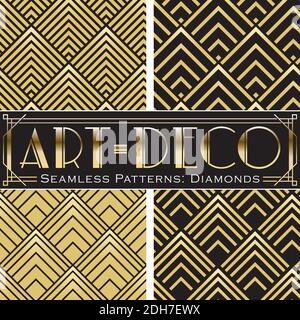 4 vector seamless patterns, made in Art-Deco style. Stock Vector