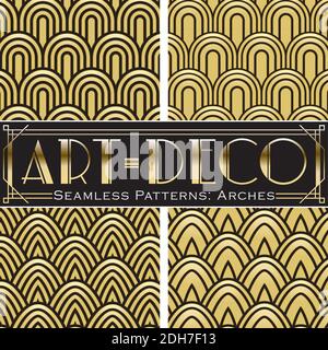 4 vector seamless patterns, made in Art-Deco style. Stock Vector