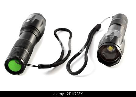 electric flashlight on a white background (blank for your photo manipulations / collages) Stock Photo