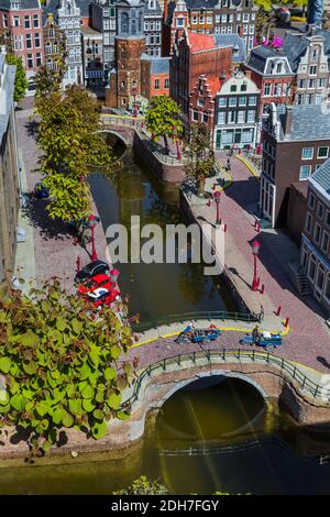 The Hague, Netherlands - April 26, 2017: Amsterdam in Madurodam miniature park in The Hague Stock Photo