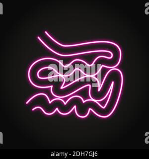 Neon small intestine icon in line style. Human internal organ symbol. Vector illustration. Stock Vector