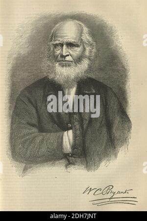 Vintage illustration of William Cullen Bryant (November 3, 1794 – June 12, 1878) was an American romantic poet, journalist, and long-time editor of the New York Evening Post. Stock Photo