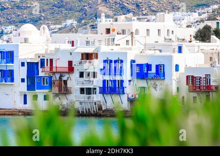 Greek Little Venice, Mykonos, Greece Stock Photo