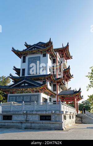 chinese architecture clear blue sky day roof and eaves Stock Photo