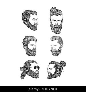 Hairstyle and beard hipster fashion, set vector illustrations template for  your design Stock Vector Image & Art - Alamy
