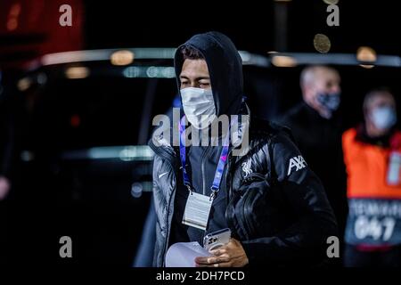 Herning, Denmark. 09th Dec, 2020. Roberto Firmino of Liverpool FC arrives at the stadium for the UEFA Champions League match between FC Midtjylland and Liverpool FC at MCH Arena in Herning. (Photo Credit: Gonzales Photo/Alamy Live News Stock Photo