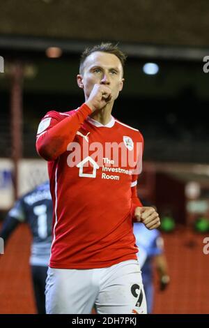 celebration Cauley Woodrow #9 of Barnsley celebrates his goal to make it 2-1 Stock Photo