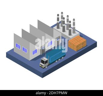 Isometric Industry Vector Graphic Illustration. Stock Vector