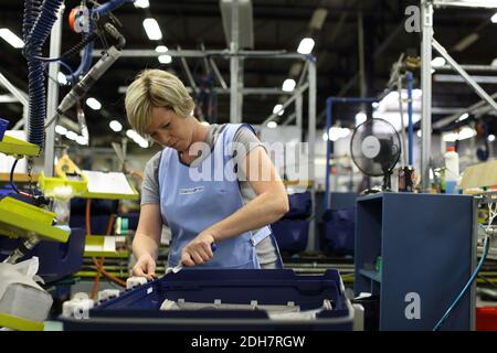 Female workers at Samsonite assembly plant in Oudenaarde,Belgium. Stock Photo