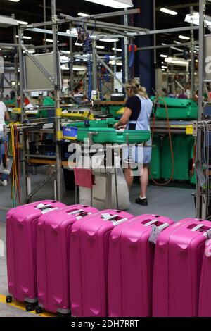 Female workers at Samsonite assembly plant in Oudenaarde,Belgium. Stock Photo