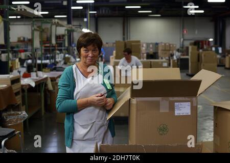 Female workers at Samsonite assembly plant in Oudenaarde,Belgium. Stock Photo