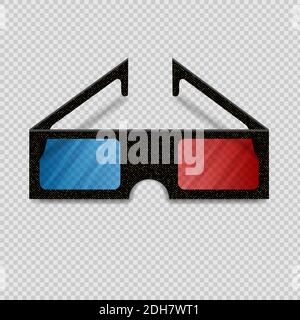 3D glasses black on a transparent background. Vector illustration. EPS 10 Stock Vector