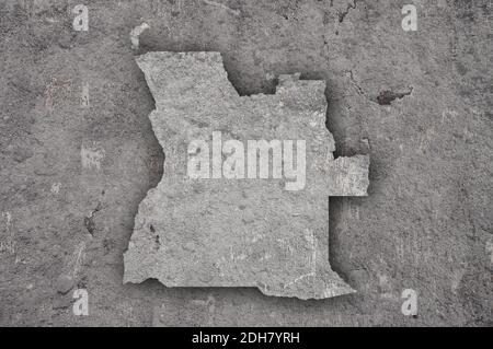 Map of Angola on weathered concrete Stock Photo