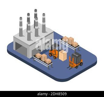 Isometric Industry Vector Graphic Illustration. Stock Vector