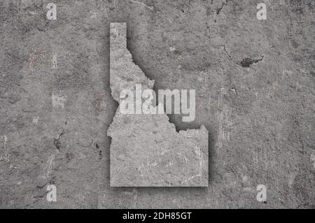 Map of Idaho on weathered concrete Stock Photo