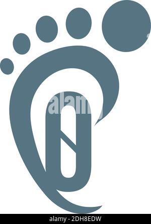 Number zero icon logo combined with footprint icon design template Stock Vector