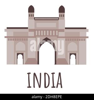Flat style Gateway of India. Symbol of India. Vector illustration isolated on white background Stock Vector