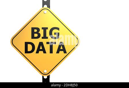 Yellow road sign with big data word, 3d rendering Stock Photo