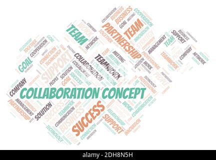 Collaboration Concept typography word cloud create with text only. Stock Photo
