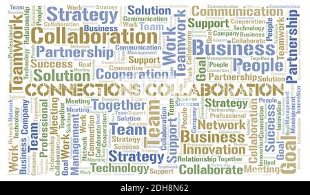 Connections Collaboration typography word cloud create with text only. Stock Photo