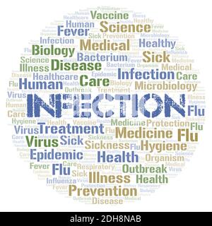 Infection typography word cloud create with text only. Stock Photo
