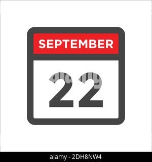 September 22 calendar icon with day & month Stock Vector