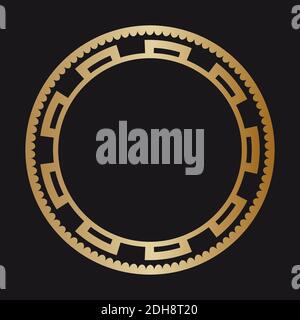 Round gold Frame on a black background . Vector illustration Stock Vector