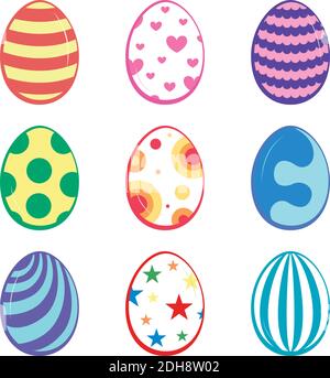 Set of color Easter eggs on white background Stock Vector