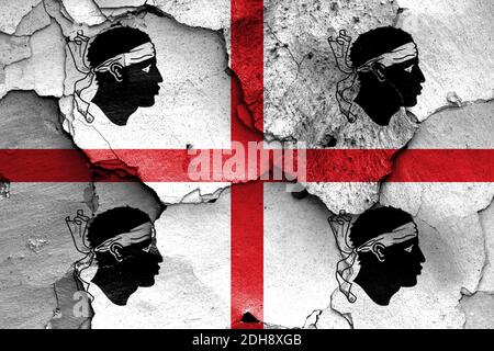 Flag of Sardinia painted on cracked wall Stock Photo