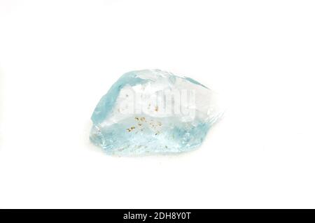 light blue beryl jewel cut crystal on a white background Stock Photo