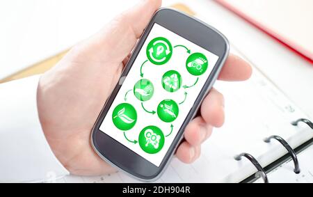 Ecology concept shown on a smartphone screen Stock Photo