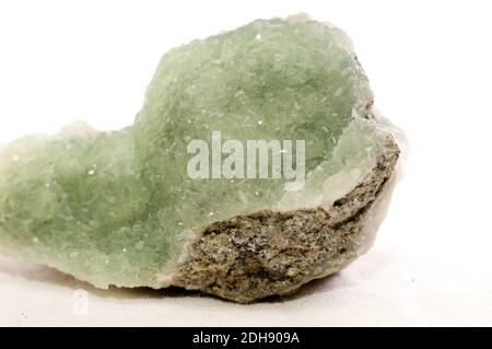 apophyllite on prehnite crystal mineral sample on granite Stock Photo