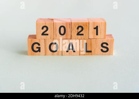 2021 New Year goals concept colored background Stock Photo