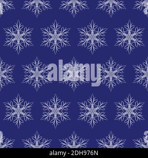 Winter sashiko seamless pattern with snowflakes. Stock Vector
