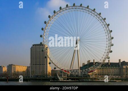 LONDON - DECEMBER 20 : Close-up of the London Eye in London on December 20, 2007. Stock Photo