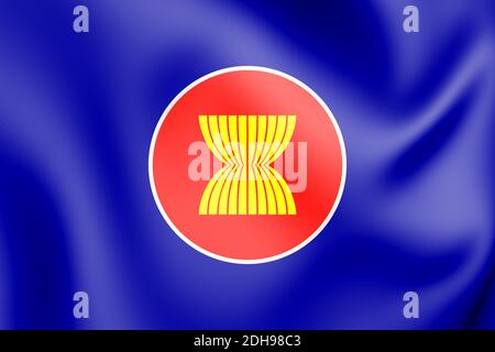 3D Flag of ASEAN. 3D Illustration. Stock Photo