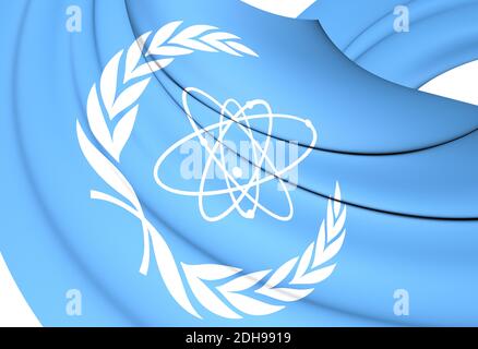 3D Flag of International Atomic Energy Agency. 3D Illustration. Stock Photo