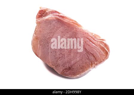 A piece of tuna fillet isolated on white background Stock Photo
