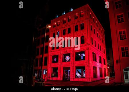 FC Bayern Munich Flagship store „FC Bayern World“ in Munich, Bavaria, Germany  editorial only! FC Bayern München via Kolvenbach Stock Photo