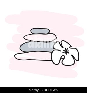 Stones for stone therapy. Alternative medicine. Doodle Stock Vector