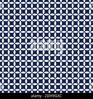 Asian seamless circles pattern. Japanese blue pattern. Ornament vector illustration. Vector illustration Stock Vector